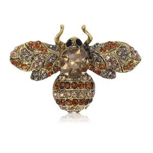 Sparkling Bee Crystal Gold Brooch